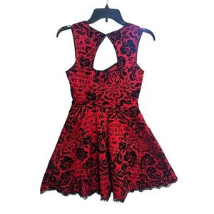 American Horror Story Hot Topic Midnight Hour Red Black Damask Skater Dress XS